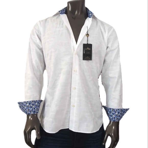 Bertigo White camouflage Button Down
